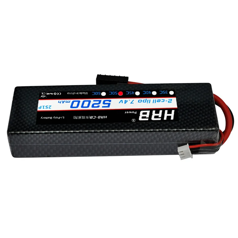 Hrb RC Lipo 2 S Аккумулятор 7 4 В 5200 мАч 50C MAX 100C жесткий чехол Bateria для вертолета лодки