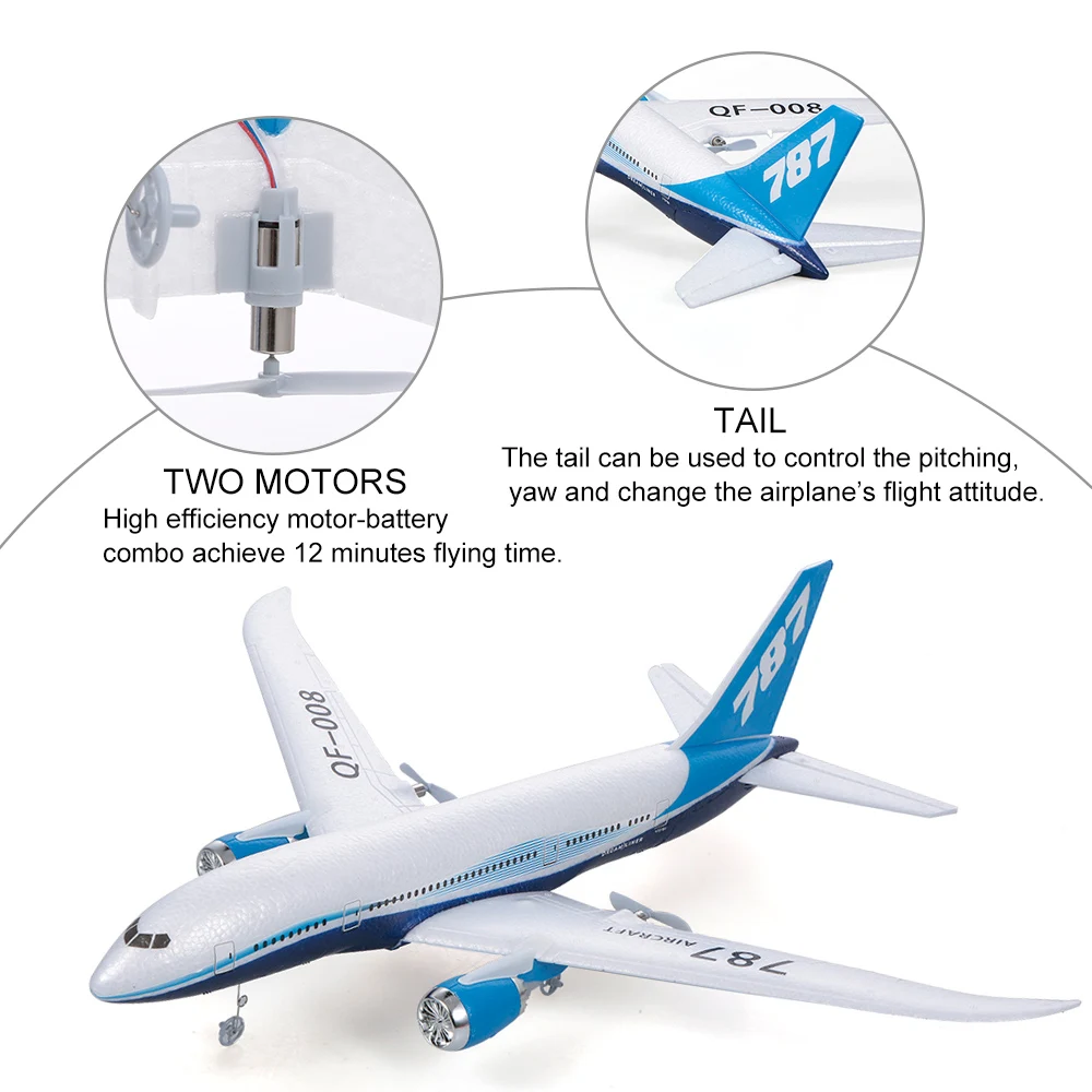 QF008 787 миниатюрный самолёт модель радиоуправляемого самолета 3CH 2 4G пульт