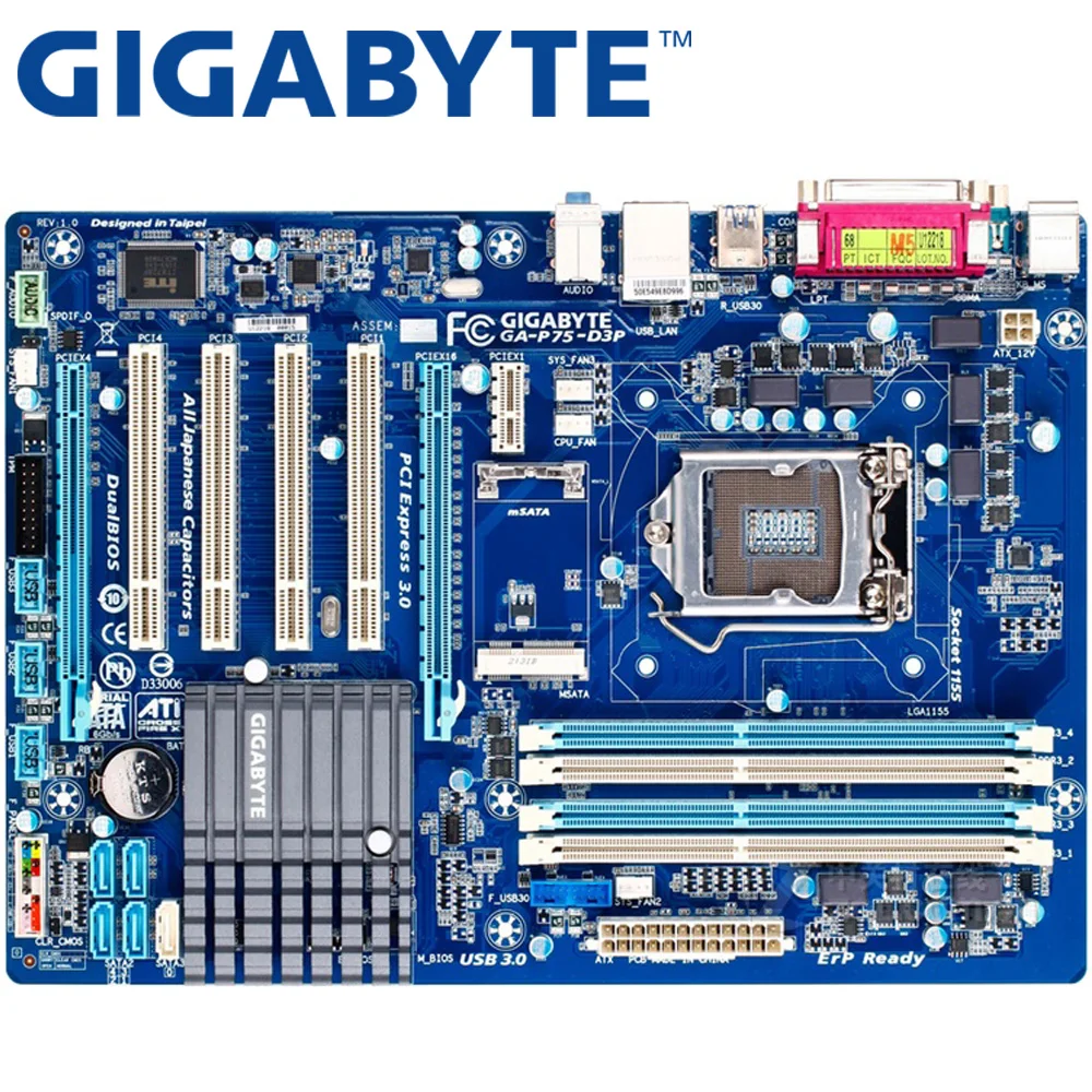 

GIGABYTE GA-P75-D3P Desktop Motherboard B75 Socket LGA 1155 i3 i5 i7 DDR3 32G ATX UEFI BIOS Original B75-D3V Used Mainboard