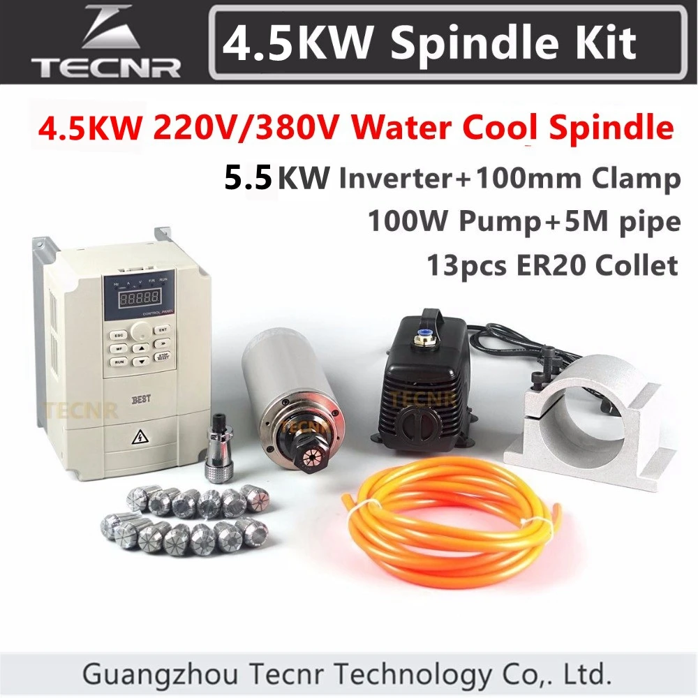 Комплект шпинделя 220 кВт 380 В 100 в мм CNC с водяным охлаждением шпиндель двигатель +