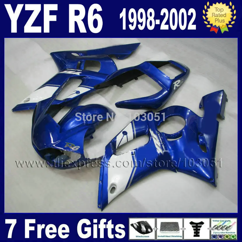 Комплект обтекателей для мотоцикла на заказ YAMAHA R6 1998 1999 2001 2002 ярко синий YZF 98 99 01 02