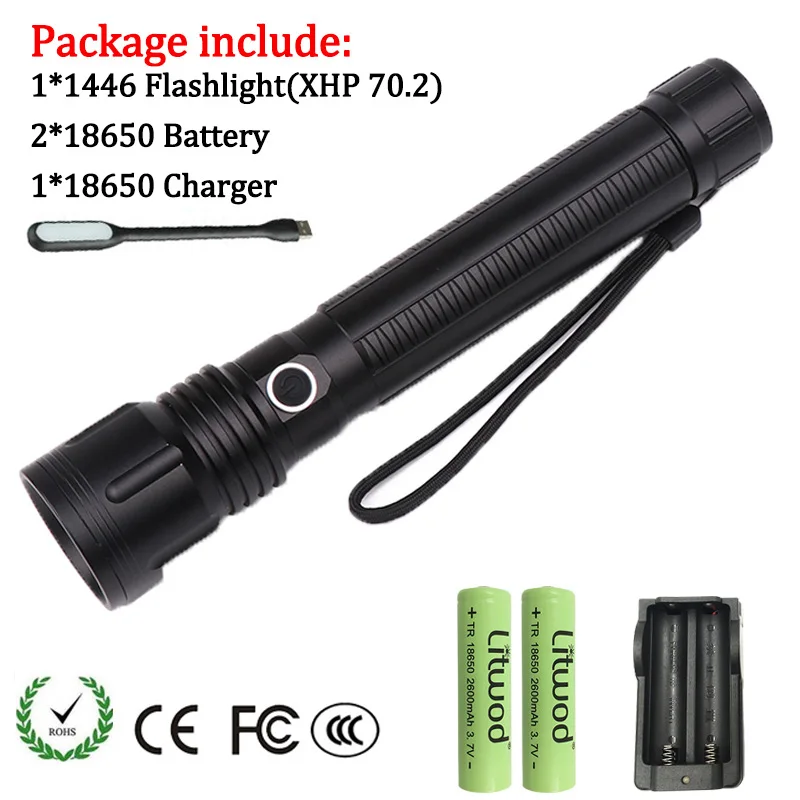Option 6 Litwod Z351446 светодиодный вспышка светильник CREE XHP70.2& XHP50 высокий мощный 50000LM тактический Водонепроницаемый фонарь светильник 18650& 26650 Фонари - Испускаемый цвет: Option 6