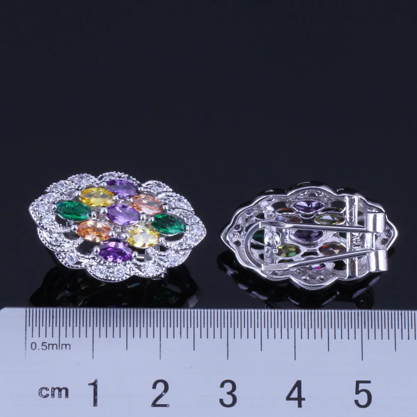 Впечатляющие многоцветные серьги-кольца Marquise с коричневым кубическим цирконием