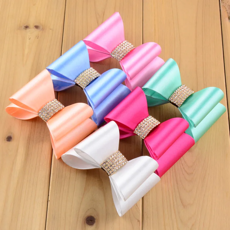 Оптовая продажа 3 2 дюйма однотонный бант без зажима блестящие супер жесткие