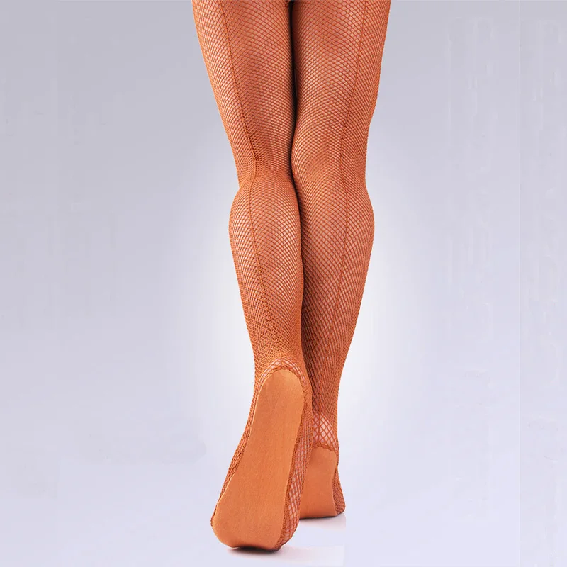 

Brand Girls Caramel Latin Professional Fishnet Tight With Seams Women Collant Very Elastic Hard Yarn DBT28