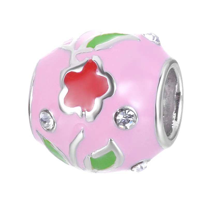 Trendy 925 Sterling Silver Flowers And Plants Pattern Charm Top Quality Beautiful Enamel Beads For Jewelry Making DIY | Украшения и