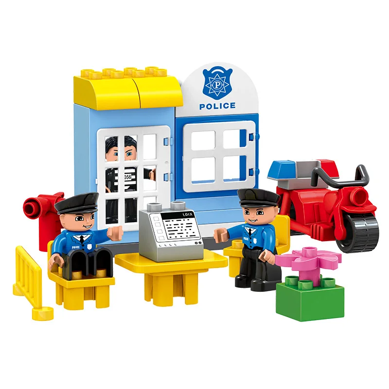 95 шт. совместимые Legoe Duplo город Центральная полиция строительные блоки большие