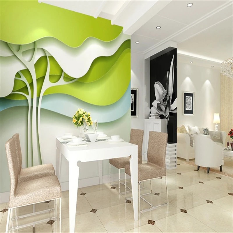 Стильные зеленые Настенные обои beibehang объемные стереоскопические большого