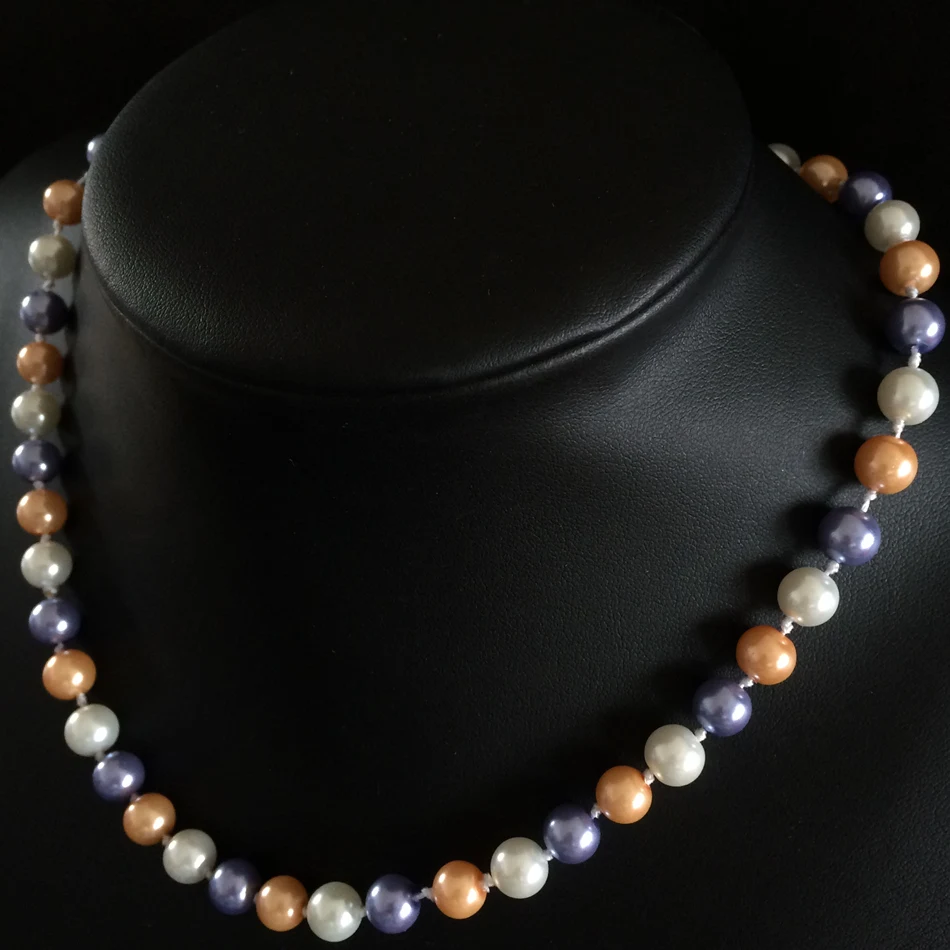 Многоцветный круглый имитация перл 10 мм радуга shell очаровательный бисер diy