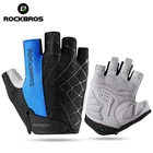 ROCKBROS велосипедные перчатки, перчатки без пальцев, противоударные, дышащие, MTB, горный велосипед, мужская, женская и Мужская спортивная одежда для велоспорта