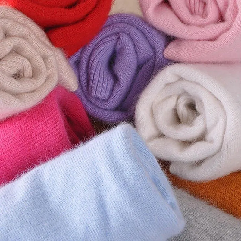 Fashion Cashmere Blended Knitted Sweater Women Tops Autumn Winter Turtleneck Pullovers Female Long Sleeve Solid Color S01 | Женская