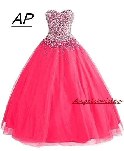 ANGELSBRIDEP бальное платье Quinceanera платья 2021 с Стразы 15 вечерние блестящие бисером для