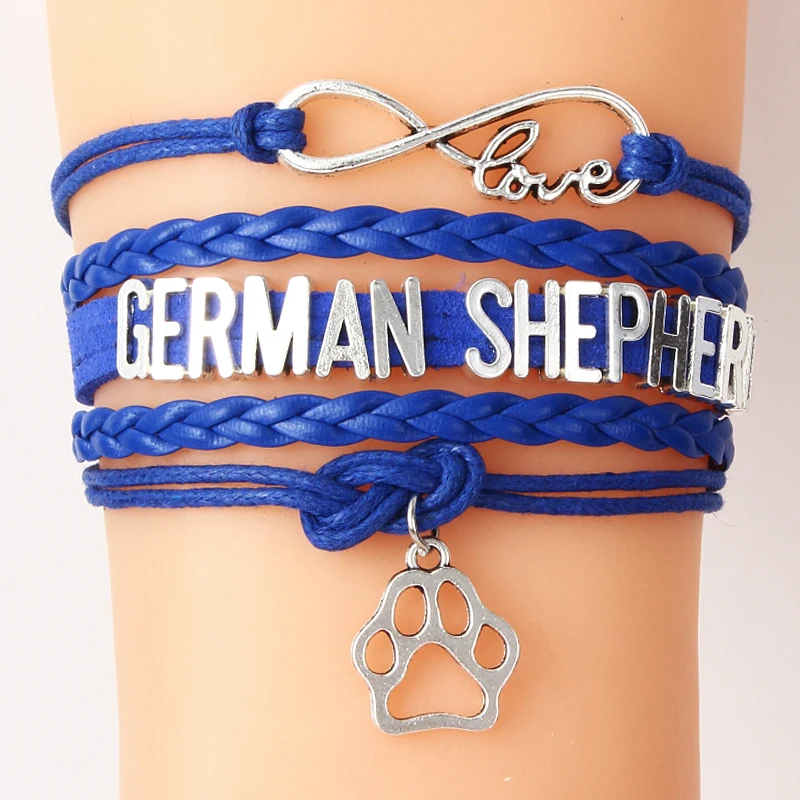 Infinity Love Pet браслеты Собака амулет лапа немецкий браслет пастуха и плетеный ручной