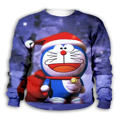 Kids sweatshirts Kawaii/худи с 3d принтом «Дораэмон», «Санта Клаус», «японское аниме», Рождественский свитер, Детский Повседневный пуловер для маленьких мальчиков и девочек - Цвет: Kids sweatshirts
