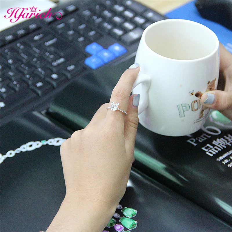 Hfarich кубические циркониевые кольца для женщин серебряное покрытие Микки