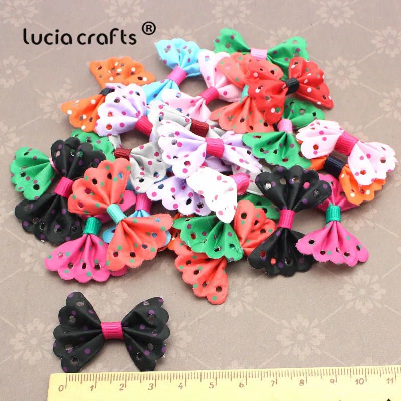 Lucia crafts мульти вариант смешанные цвета горошек банты из органзы Девушки Бутик мини бант для волос Головные уборы DIY ремесло одежды B0807