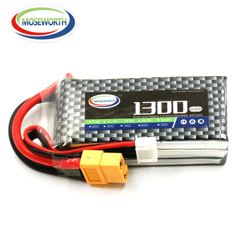 

2PCS/Lot MOSEWORTH Lithum Rechargeable 3S RC Lipo Battery 11.1V 1300mAh 40C For RC Airplane Drone toys Li-iON Cell Free Shipping