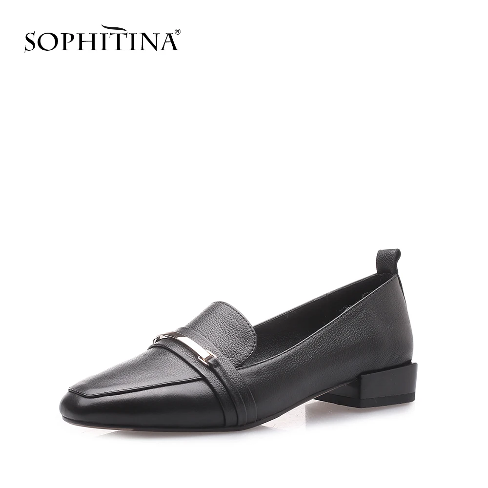 SOPHITINA/элегантная обувь на плоской подошве квадратном каблуке Цвет черный бежевый