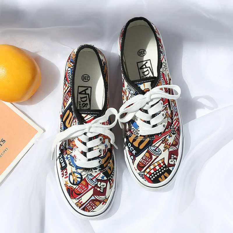 Woman Shoes Canvas Colorful Sneakers Casual Fashion Lace Up Flats Breathable For Woma | Обувь