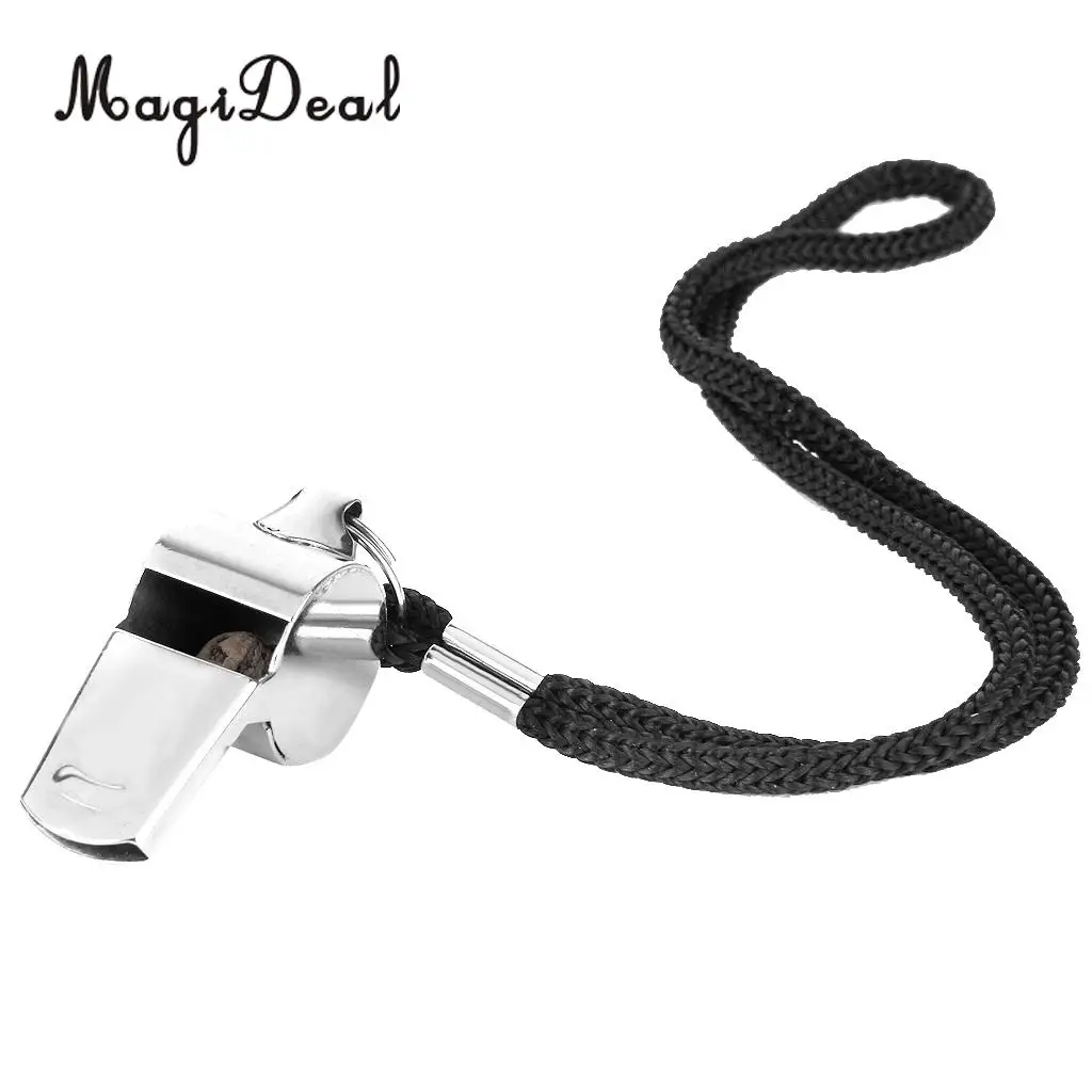 

MagiDeal New Metal Referee Whistle and Lanyard for Football Soccer Basketball