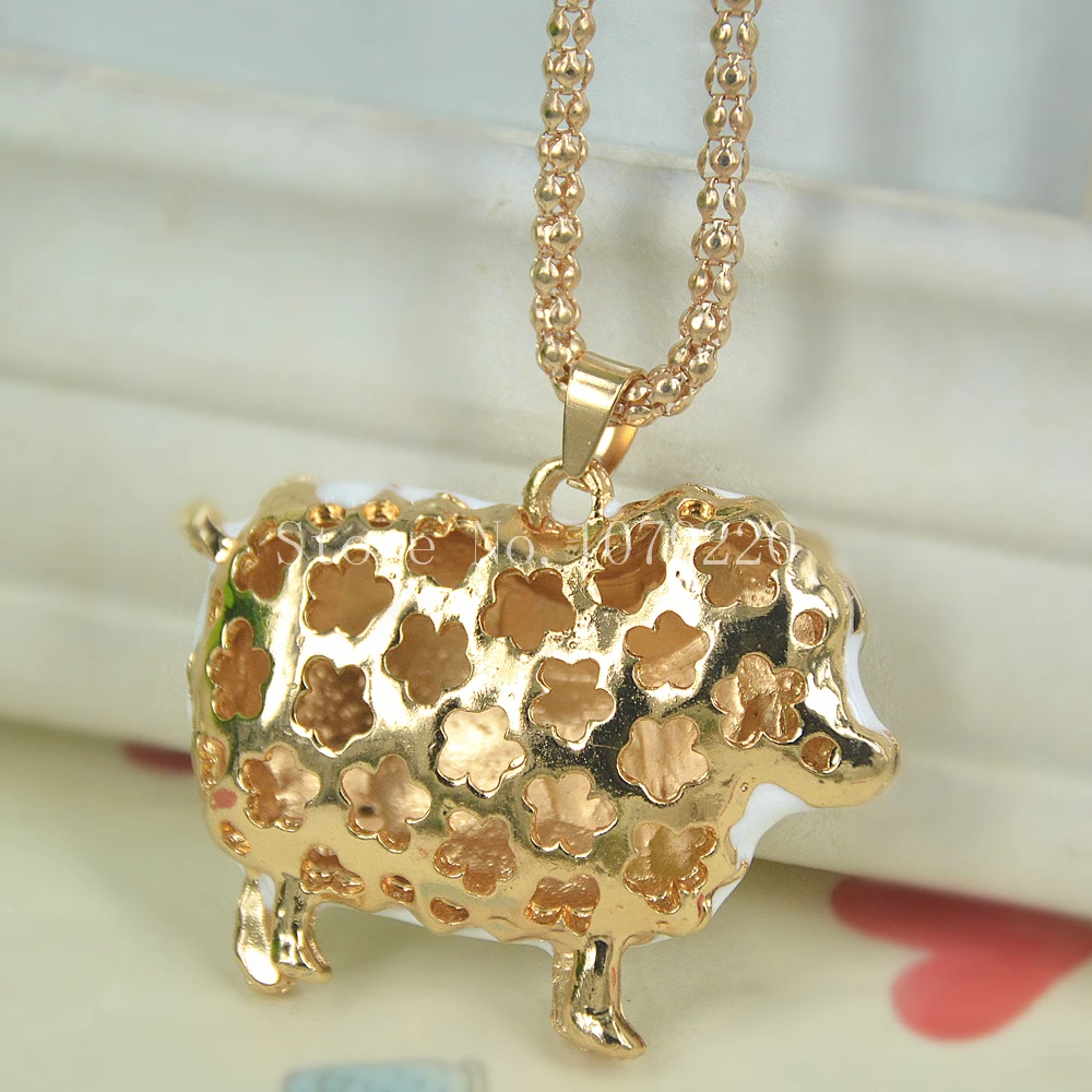 Милый свитер с овечкой бусы ожерелье ювелирное изделие кристалл женское длинное