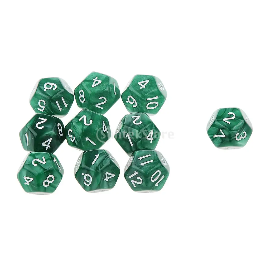 MagiDeal 10 шт многогранные игральные кости D6 D10 D12 игральные кости D& D RPG Вечерние игры Кубики цифровые настольные игры Кубики