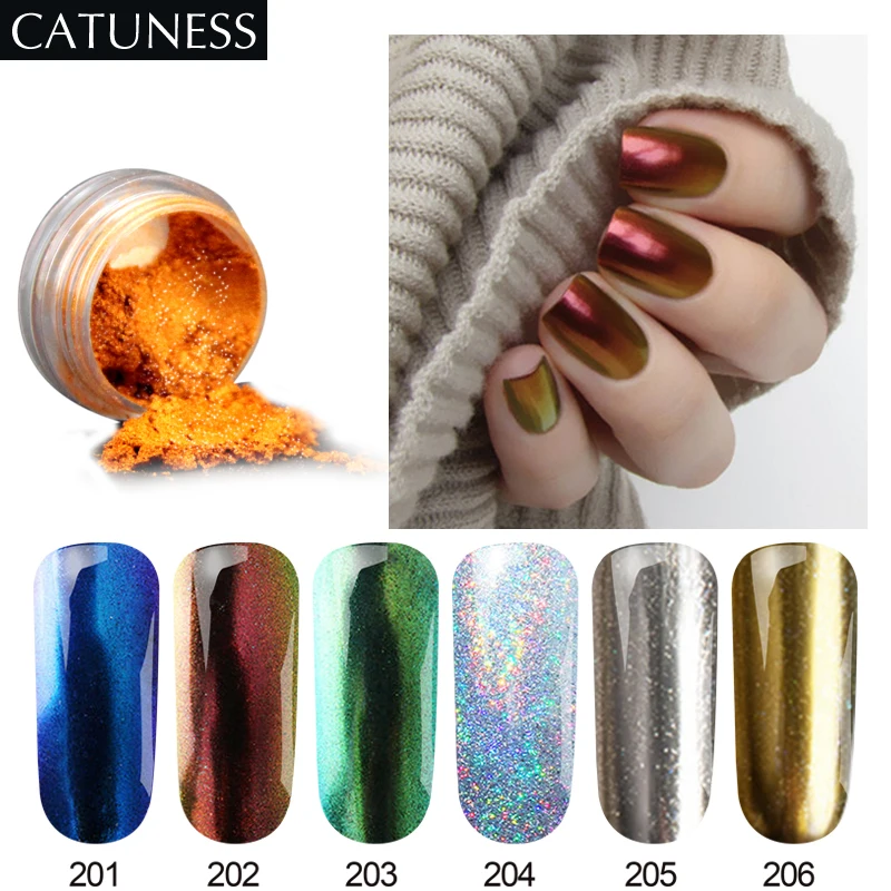 Хромированный пигмент для маникюра CATUNESS Гель лак нейл арта базовый цвет