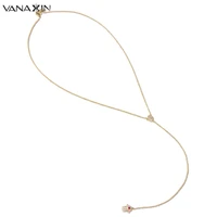 long sexy necklaces for women lucky corundum hamsa gold color white cz for women fashion jewelry gift