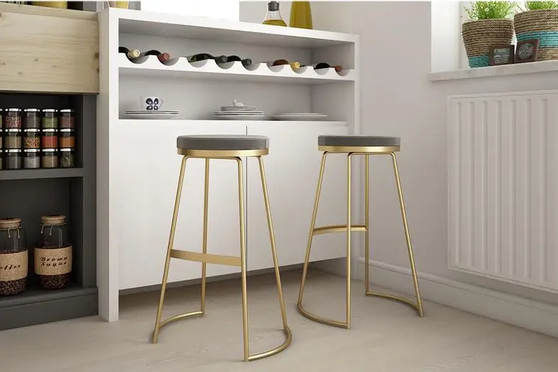 Nordic Iron Art Household Bar Chair Modern Simple Bar Chair High Stand Bar Chair Bar Chair Beauty Bench