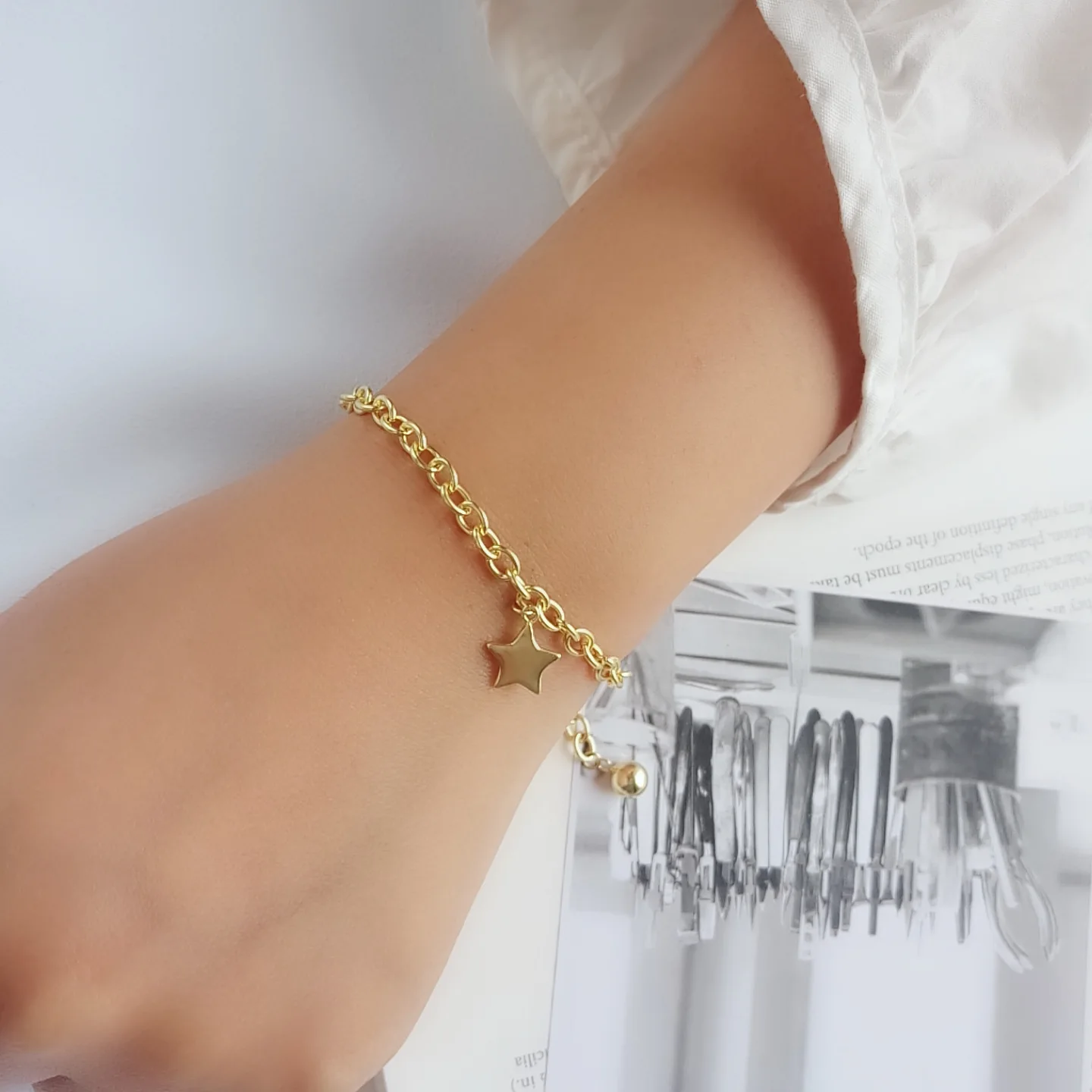 Flyleaf 18k Золотая Звезда 100% Стерлинговое Серебро 925 пробы браслеты для женщин модные
