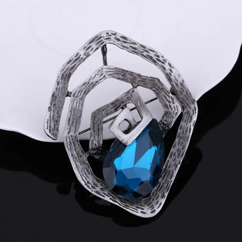 Высокое качество брошь с кристаллами модная Геометрическая открытая винтажная