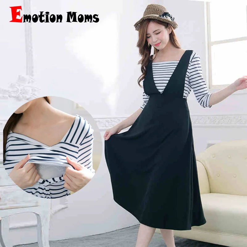 

Emotion Moms Fashion Summer Maternity Clothes for Pregnant Women Casual Breastfeeding Dress Clothing Maternity Dresses