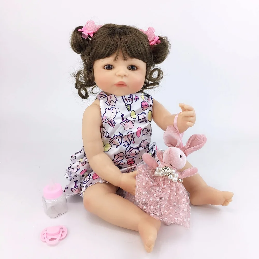 55cm Full Silicone Body Reborn Baby Doll Toy Like Real Girl Boneca Vinyl Newborn Babies Princess Bebe Alive Birthday Gift | Игрушки и