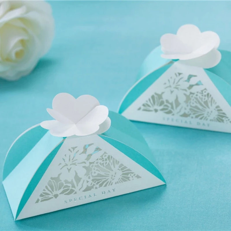 Синий цвет выдалбливать свадьбы коробка конфет пользу держатель 50 шт./лот|lot lot|lot