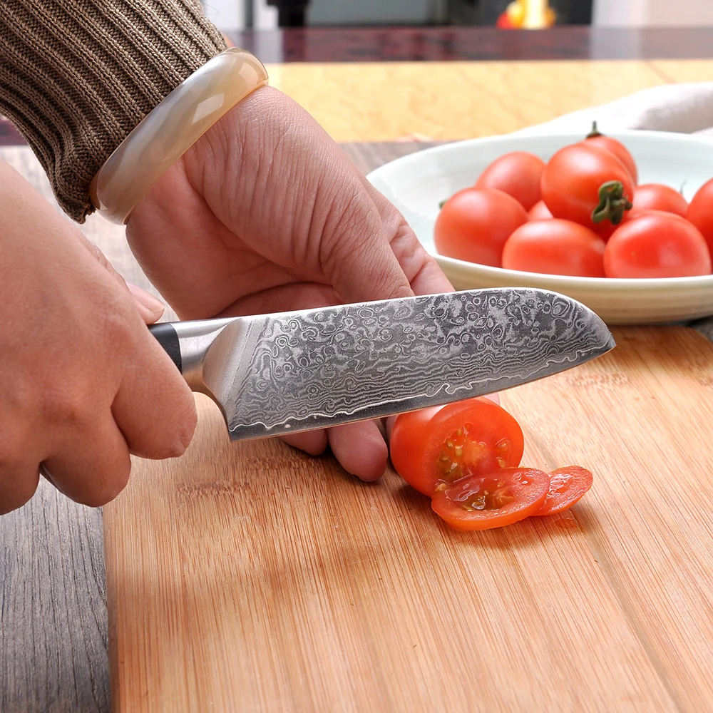 SUNNECKO Santoku нож шеф повара кухонные ножи японский Дамаск VG10 сталь острый G10