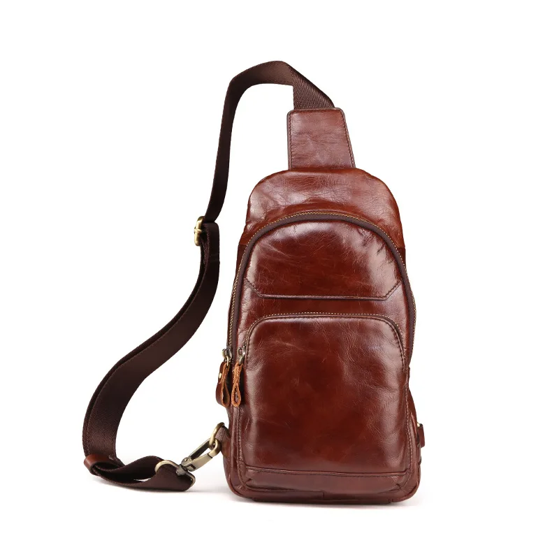 2017 Hot Genuine Leather Men Shoulder Bag Fashion Trending Oil Wax Mens Crossbody Coffee Chest Pack Bags | Багаж и сумки