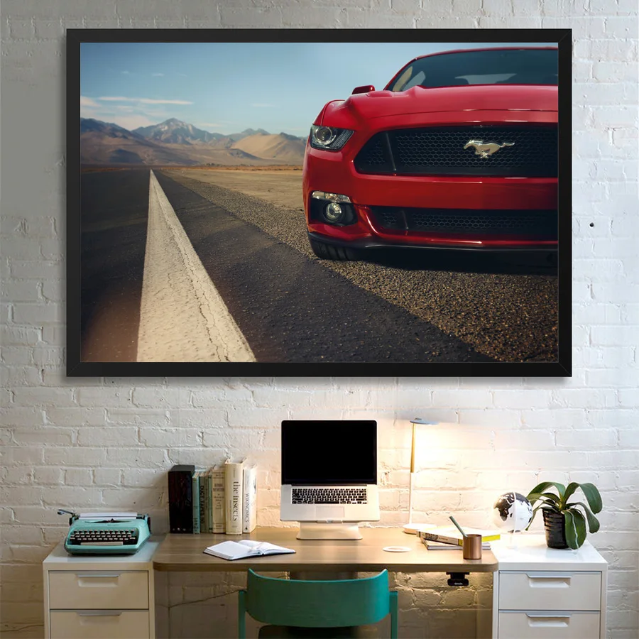 Мышцы автомобиль красный Мустанг обои настенный художественный постер картина