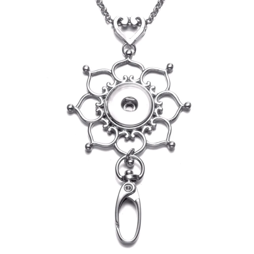Flower Shape Working ID Holder Lanyard Snap Pendant Necklace 18mm Button Jewelry Snaps For XL0109 | Украшения и аксессуары