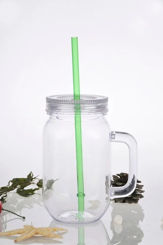 500ml прозрачный Пластик конфеты кувшин, чашка краткое мода банку с соломенной крышкой стакан кружка термос бутылка питьевой воды