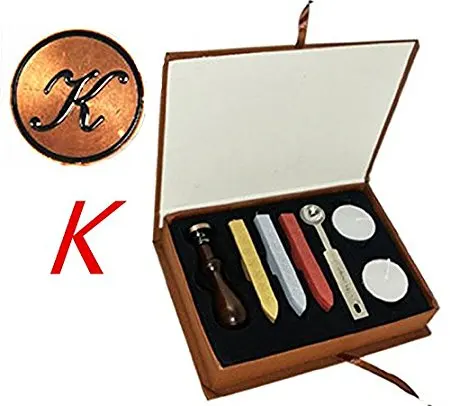 

Винтажные буквы K Алфавит начальный к гравировка Свадебное приглашение Подарочная коробка воск печать штамп палочки набор ложки для плавле...