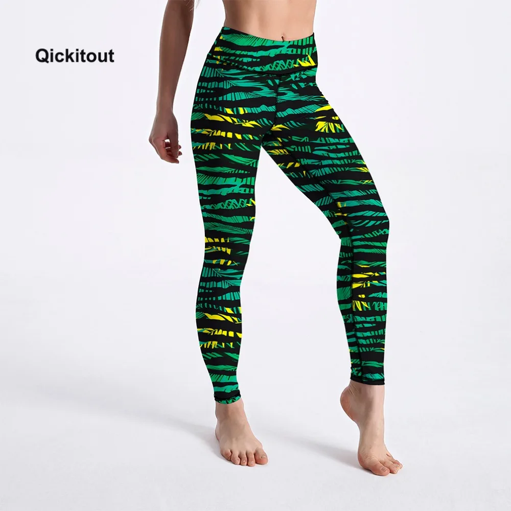 

Qickitout Sexy Summer Trousers Pants 2018 Casual Leggings Printing Quick Drying Women High Waist Leggings Fitness Green Pants