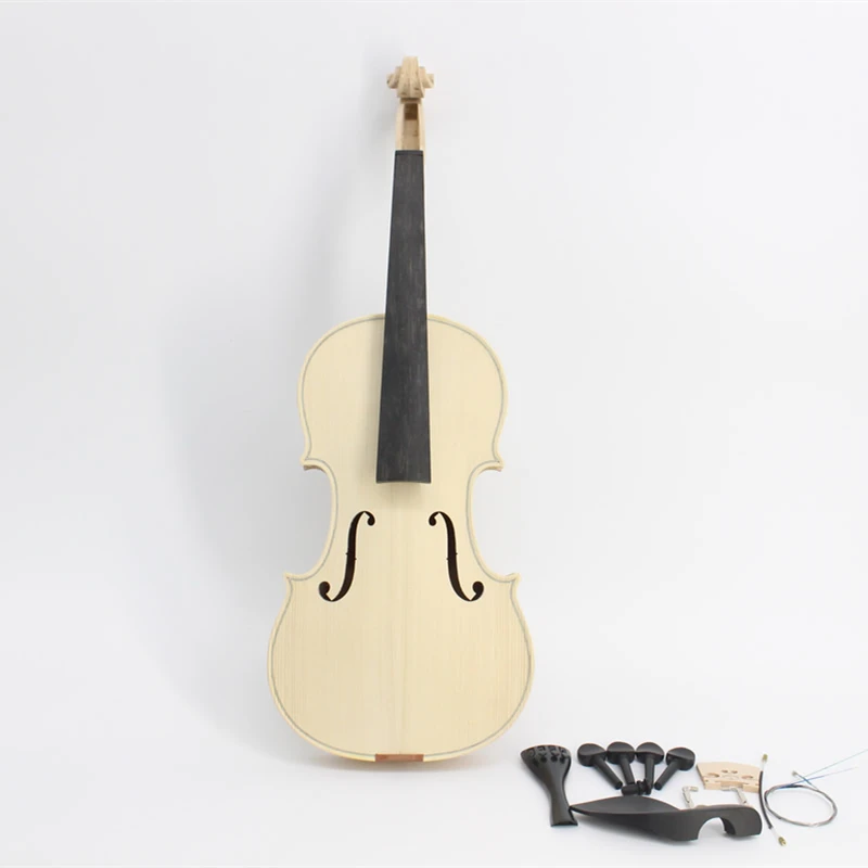 High Quality Factory Unfinished White Violin Selective 10 Years Natural Dried Maple Back Spruce Top Handmade Violino Full Size enlarge