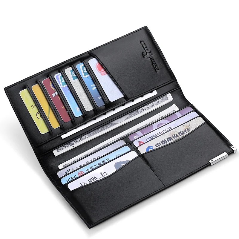 Мужской Длинный кошелек из натуральной кожи тонкий клатч WILLIAMPOLO 13 отделений для