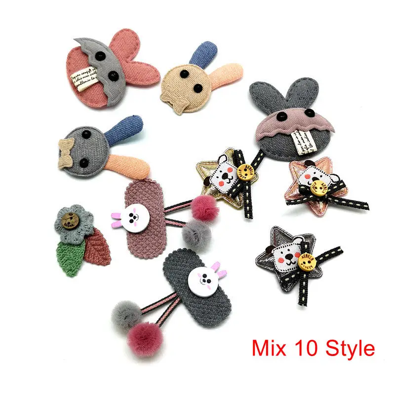 Style-2-mix-10pcs Новые продукты 10 шт./лот Мультяшные патчи для волос/шляпы декоративная одежда или ремесла Ткань Цветочные аппликации diy принадлежности аксессуары - Цвет: Style-2-mix-10pcs