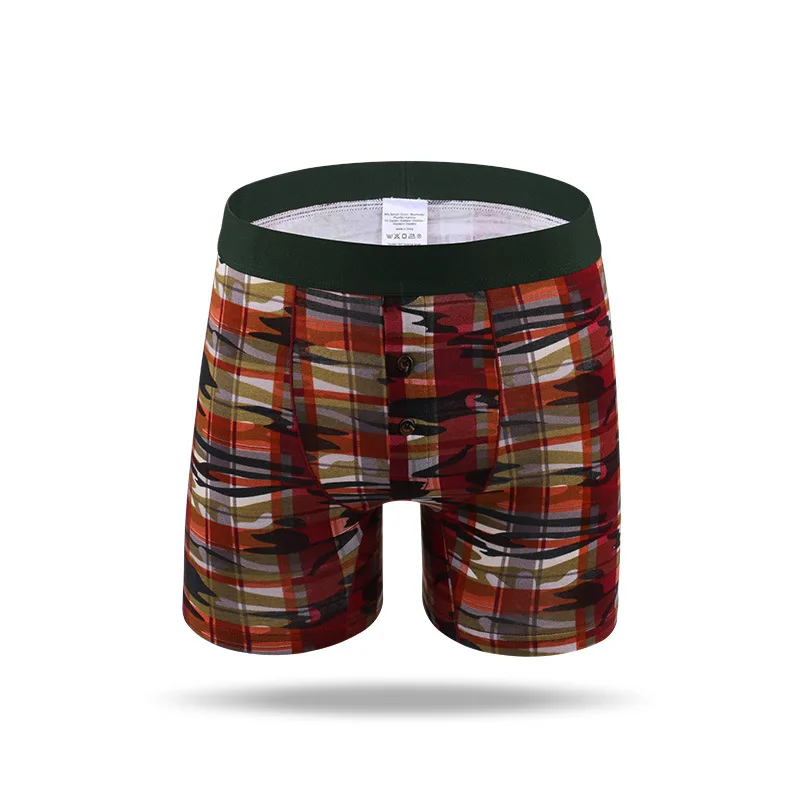 Men's underwear Extra long Men's boxers Men's shorts cotton Camouflage underwear 6 pieces/lot