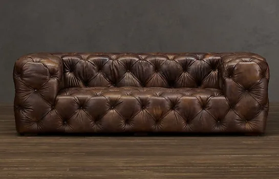 Диван для гостиной/деревянный диван в европейском стиле/кожаный с воском масла