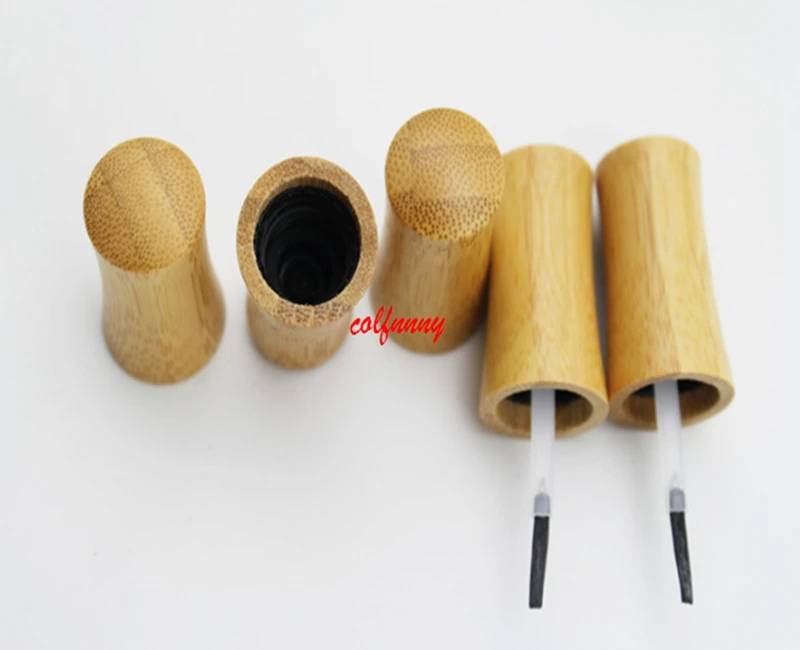 Пустая прозрачная стеклянная бутылка для лака ногтей 15 мл с бамбуковой крышкой