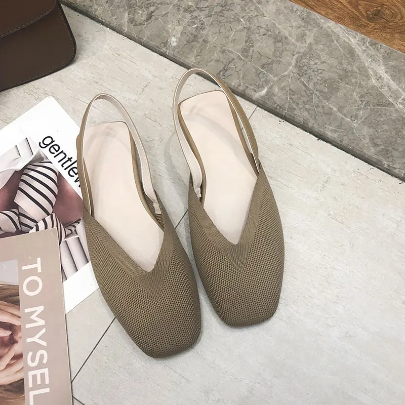 Женские Вязаные сандалии обувь на плоской платформе кроссовки из эластичной