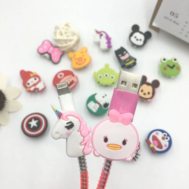 2 шт мультфильм Силиконовая защита для usb-кабеля данных сетевой шнур защитный чехол кабель защитный чехол для кабеля для iPhone 5 6 6s 7 Plus 8 samsung