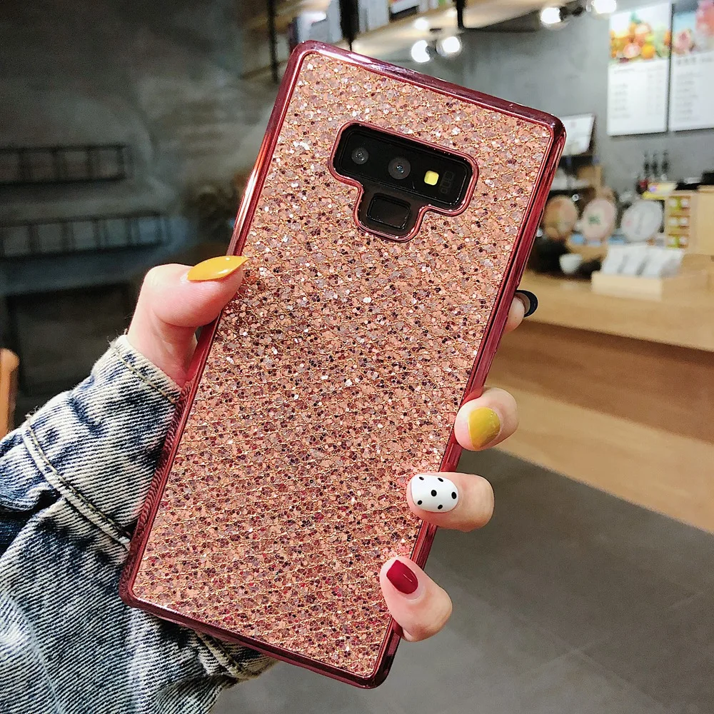 Блестящий Мягкий силиконовый чехол с блестками для Samsung Galaxy S8 S9 Note 8 9 A8 J4 J6 Plus J8 J3 J5